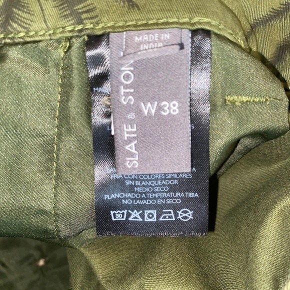 NWT Slate & Stone Green Palm Print Flat Front 7” Cotton Twill Short size 38 NEW - Picture 4 of 6